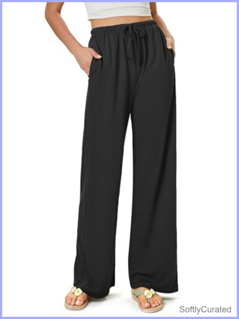 Flowy Palazzo Pants High Waist Drawstring Wide Leg Beach Boho Trousers